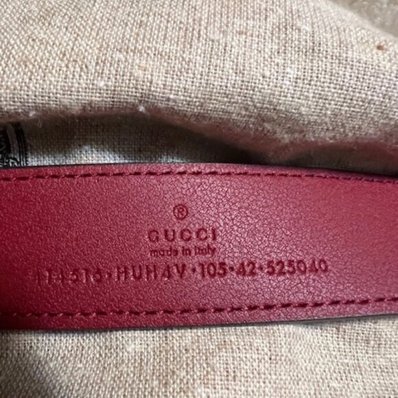 NWOT Authentic Gucci GG Marmont Leather Belt W/Burgundy Ceramic Buckle Size 105 - Picture 11 of 11
